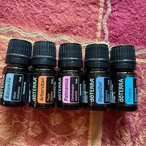 5x doTERRA Essential Oil Set Balsam Fir, Arborvitae, Palmarosa, DigestZen, Peace